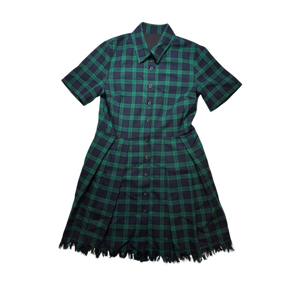 Christian Dior Wool Green‎ Check Tartan Dress Size 8 US - Picture 1 of 8